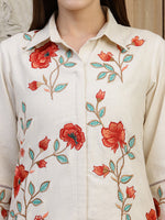 Thumbnail for Placement Embroidered Co Ords, Cream - Hiral Fashion - Distacart