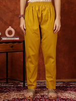 Thumbnail for Placement Floral Front Buttoned Kurta With Pant, Mustard - Hiral Fashion - Distacart