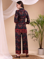 Thumbnail for Printed Versatile Co-Ords, Navy Blue - Hiral Fashion - Distacart
