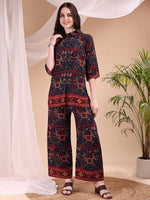Thumbnail for Printed Versatile Co-Ords, Navy Blue - Hiral Fashion - Distacart