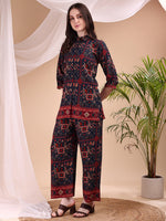 Thumbnail for Printed Versatile Co-Ords, Navy Blue - Hiral Fashion - Distacart