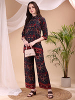 Thumbnail for Printed Versatile Co-Ords, Navy Blue - Hiral Fashion - Distacart