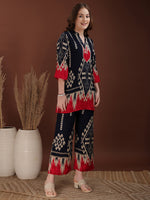 Thumbnail for Indie Printed Co-Ords, Navy Blue - Hiral Fashion - Distacart