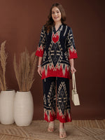 Thumbnail for Indie Printed Co-Ords, Navy Blue - Hiral Fashion - Distacart