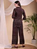 Thumbnail for Intricate Floral And Paisley Motifs Co-Ords, Maroon - Hiral Fashion - Distacart