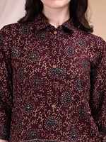 Thumbnail for Intricate Floral And Paisley Motifs Co-Ords, Maroon - Hiral Fashion - Distacart
