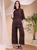 Thumbnail for Intricate Floral And Paisley Motifs Co-Ords, Maroon - Hiral Fashion - Distacart