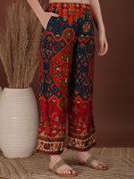 Thumbnail for Floral & Geometrical Printed Co-Ords, Red - Hiral Fashion - Distacart
