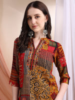 Thumbnail for Intricate Floral And Paisley Motifs Co-Ords, Red - Hiral Fashion - Distacart