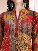 Thumbnail for Intricate Floral And Paisley Motifs Co-Ords, Red - Hiral Fashion - Distacart