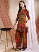 Thumbnail for Intricate Floral And Paisley Motifs Co-Ords, Red - Hiral Fashion - Distacart