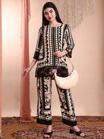 Thumbnail for Floral & Geometric Printed Co-Ords, Black - Hiral Fashion - Distacart