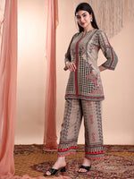Thumbnail for Floral & Geometric Printed Co-Ords, Brown - Hiral Fashion - Distacart