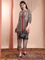 Thumbnail for Floral & Geometric Printed Co-Ords, Brown - Hiral Fashion - Distacart
