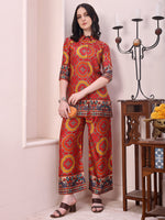 Thumbnail for Vibrant Ethnic Co-Ord Set, Red - Hiral Fashion - Distacart