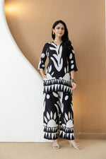 Thumbnail for Abstract Printed Co-Ords, Black; White - Hiral Fashion - Distacart