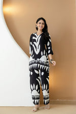 Thumbnail for Abstract Printed Co-Ords, Black; White - Hiral Fashion - Distacart