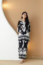 Thumbnail for Abstract Printed Co-Ords, Black; White - Hiral Fashion - Distacart