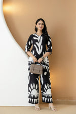 Thumbnail for Abstract Printed Co-Ords, Black; White - Hiral Fashion - Distacart