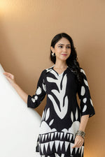 Thumbnail for Abstract Printed Co-Ords, Black; White - Hiral Fashion - Distacart
