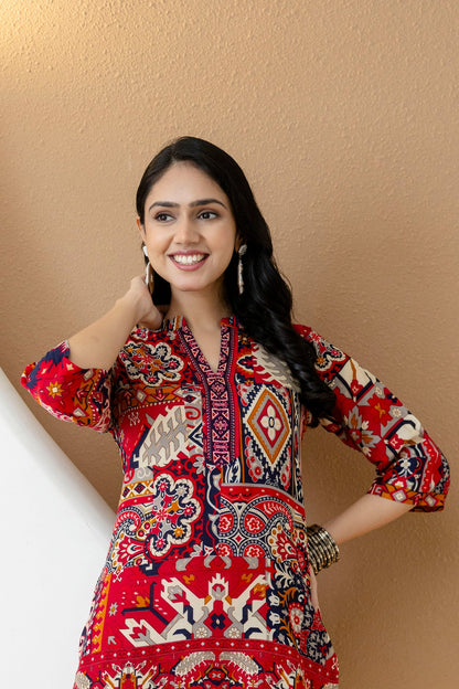 Boho Printed Co-Ord Set, Pink - Hiral Fashion - Distacart