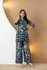 Thumbnail for Boho Printed Co-Ord Set, Teal - Hiral Fashion - Distacart
