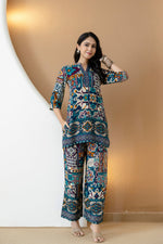 Thumbnail for Boho Printed Co-Ord Set, Teal - Hiral Fashion - Distacart