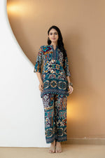 Thumbnail for Boho Printed Co-Ord Set, Teal - Hiral Fashion - Distacart