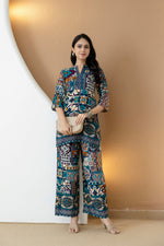 Thumbnail for Boho Printed Co-Ord Set, Teal - Hiral Fashion - Distacart