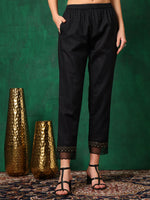 Thumbnail for Embroidered Chikankari Kurta With Pant & Printed Dupatta, Black - Hiral Fashion - Distacart