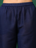 Thumbnail for Applique Placement Embroidered Kurta With Pant & Dupatta, Navy Blue - Hiral Fashion - Distacart