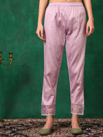 Thumbnail for Embroidered Chikankari Kurta With Pant & Dupatta, Lavender - Hiral Fashion - Distacart