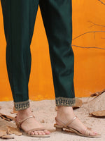 Thumbnail for Sequined Embroidered Kurta With Pant & Embroidered Dupatta, Bottle-Green - Hiral Fashion - Distacart