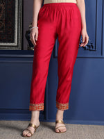 Thumbnail for Embroidered Kurta With Pant & Two Toned Embroidered Dupatta, Pink - Hiral Fashion - Dista