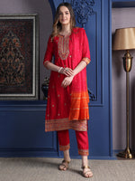 Thumbnail for Embroidered Kurta With Pant & Two Toned Embroidered Dupatta, Pink - Hiral Fashion - Dista