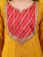Thumbnail for Sequined Embroidered & Applique Patch Kurta With Pant & Printed Dupatta, Mustard - Hiral Fashion - Distacart