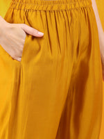 Thumbnail for Sequined Embroidered & Applique Patch Kurta With Pant & Printed Dupatta, Mustard - Hiral Fashion - Distacart
