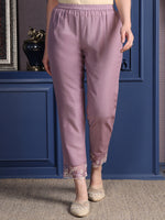 Thumbnail for Embroidered Kurta With Pant & Organza Embroidered Dupatta, Lavender - Hiral Fashion - Distacart