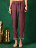Thumbnail for Sequined Embroidered Kurta With Pant & Printed Dupatta, Mauve - Hiral Fashion - Distacart