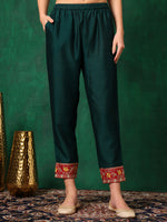 Thumbnail for Embroidered Kurta With Pant & Embroidered Dupatta, Bottle-Green - Hiral Fashion - Distacart