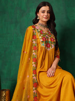 Thumbnail for Aline Embroidered Kurta With Pant & Embroidered Dupatta, Mustard - Hiral Fashion - Distacart