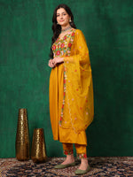Thumbnail for Aline Embroidered Kurta With Pant & Embroidered Dupatta, Mustard - Hiral Fashion - Distacart