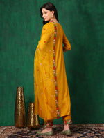 Thumbnail for Aline Embroidered Kurta With Pant & Embroidered Dupatta, Mustard - Hiral Fashion - Distacart