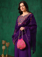 Thumbnail for Embroidered Kurta With Pant & Embroidered Dupatta, Purple - Hiral Fashion - Distacart