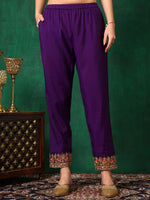 Thumbnail for Embroidered Kurta With Pant & Embroidered Dupatta, Purple - Hiral Fashion - Distacart