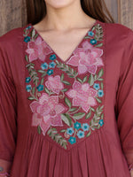 Thumbnail for Aline Embroidered Kurta With Pant & Embroidered Dupatta, Rust - Hiral Fashion - Distacart