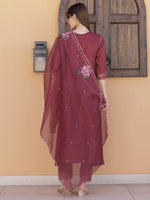 Thumbnail for Aline Embroidered Kurta With Pant & Embroidered Dupatta, Rust - Hiral Fashion - Distacart