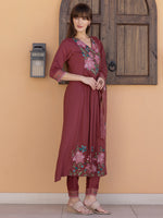 Thumbnail for Aline Embroidered Kurta With Pant & Embroidered Dupatta, Rust - Hiral Fashion - Distacart