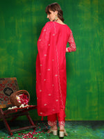 Thumbnail for Hand Embroidered Kurta With Pant & Embroidered Dupatta, Pink - Hiral Fashion - Distacart