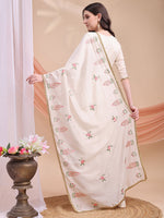 Thumbnail for Floral Embroidered Anarkali Kurta With Pant & Embroidered Dupatta, Cream - Hiral Fashion - Distacart